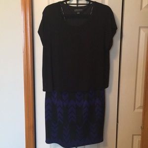 Forever 21 Black & Blue Chevron Dress